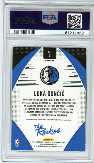 Luka Doncic 2018 Panini Donruss Green/Yellow Laser #177 Prizm PSA 9 RC