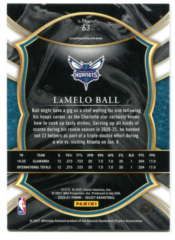 LaMelo Ball 2020-21 Panini Select Blue Concourse Prizm #63 RC