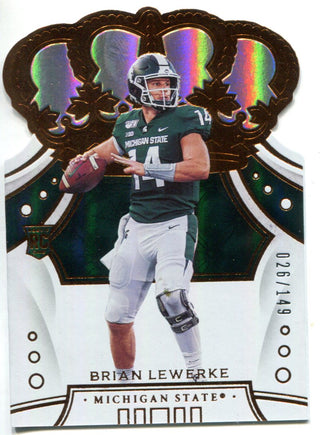 Brian Lewerke 2020 Panini Chronicles Draft Picks Crown Royale Rookie Card