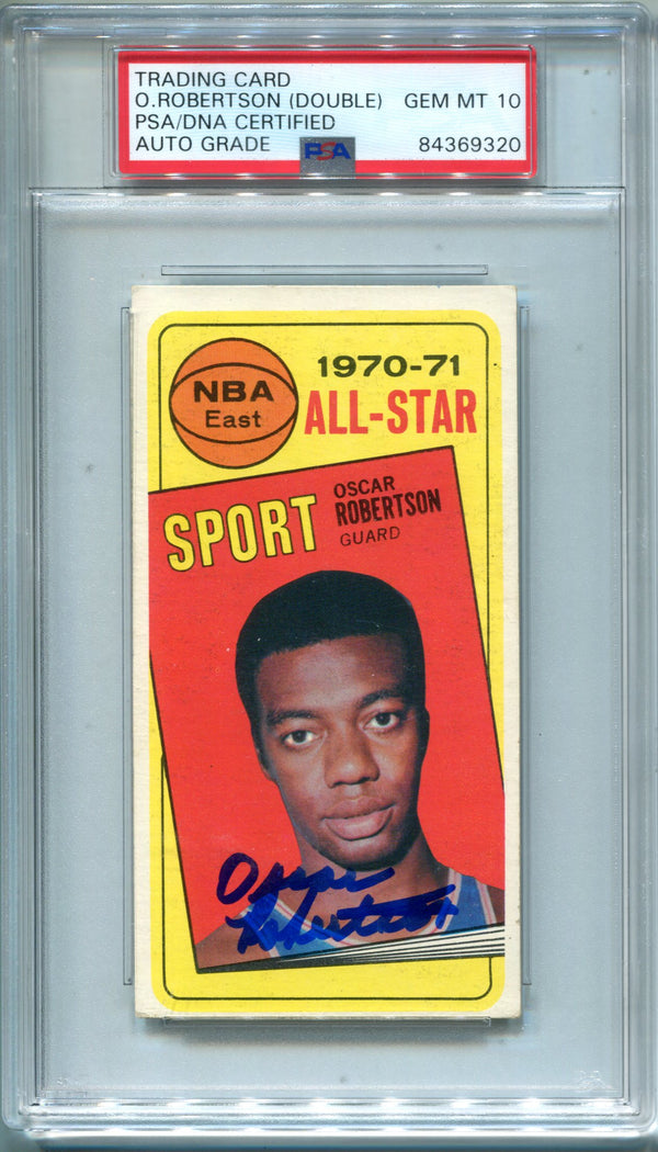 Oscar Robertson 1970-71 Topps Card #114 PSA Auto Gem MT 10  *Double Signature*