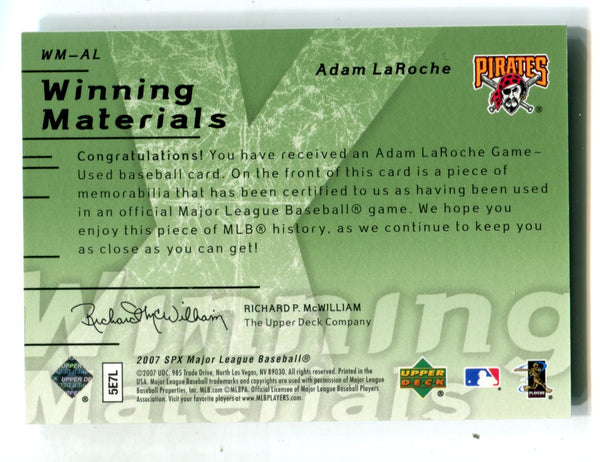 Adam LaRoche 2007 Upper Deck Spx Winning Materials #WMAL /175