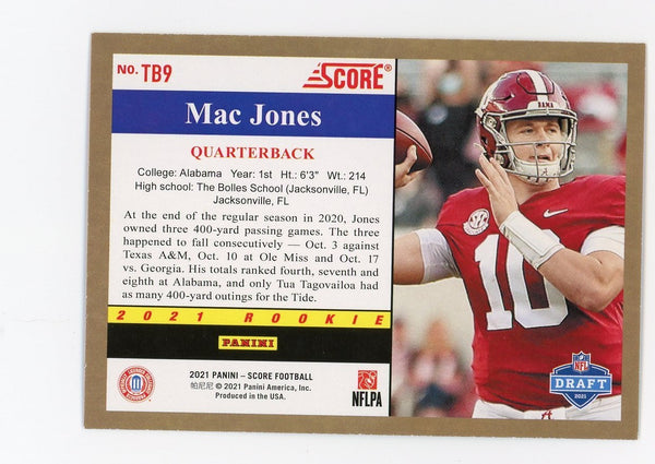 Mac Jones  2021 Panini Score Purple #TB9 Card