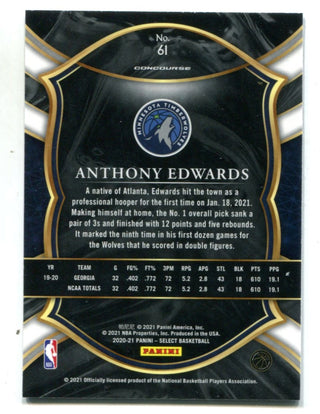 Anthony Edwards 2020 Panini Select Blue Concourse Prizm #61