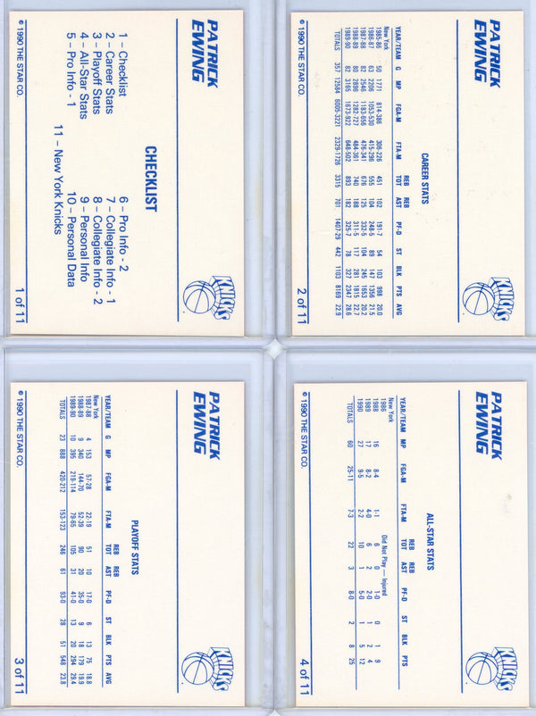 Patrick Ewing 1990 Star Card Set (1-11)