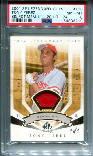 Tony Perez 2004 SP Legendary Cuts #118 PSA NM-MT 8 Card 1/1