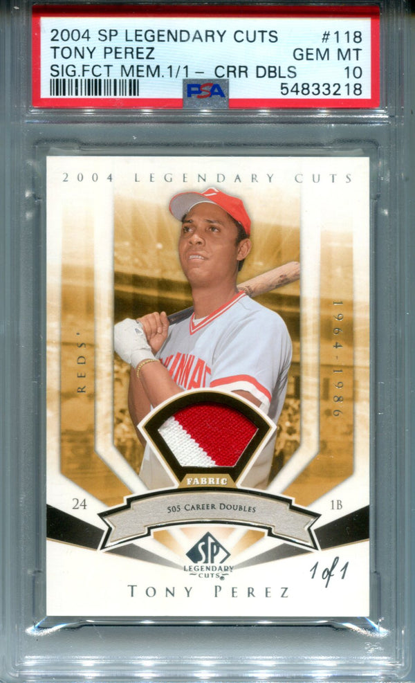 Tony Perez 2004 SP Legendary Cuts #118 PSA GEM MT 10 Card 1/1