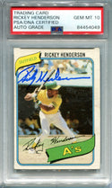 Rickey Henderson 1980 Topps Rookie Card #482 PSA AUTO GEM MT 10 Card