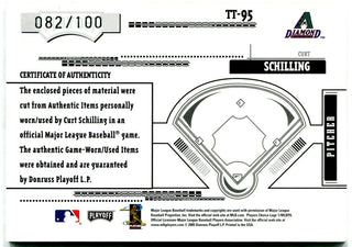 Curt Schilling Playoff Absolute Memorabilia Tools of the Trade Triple Jersey and Bat Card 2005