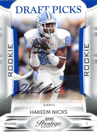 Hakeem Nicks Autographed 2009 Panini Playoff Prestige Rookie Card