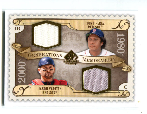 Tony Perez & Jason Varitek Upper Deck SP Legendary Cuts #GMPV Jersey Card