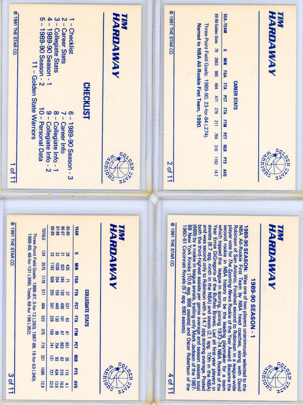 Tim Hardaway 1990 Star Card Set (1-11)