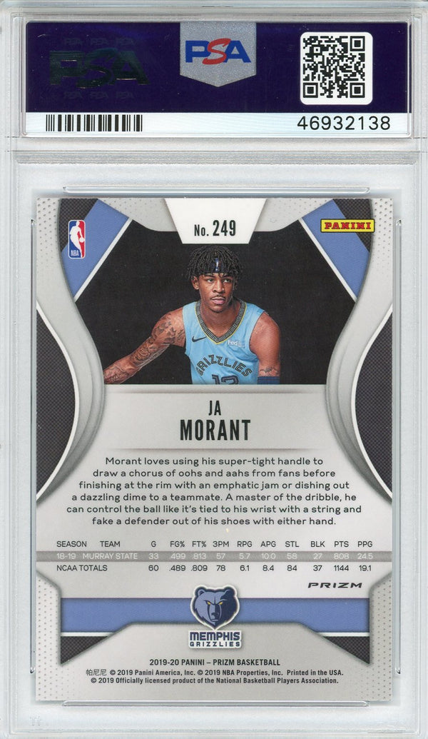 Ja Morant 2020 Panini Prizm Red/White/Blue Prizm Rookie Card #249 (PSA)