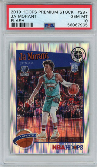 Ja Morant 2019 Panini Hoops Premium Stock Flash Rookie Card #297 (PSA)