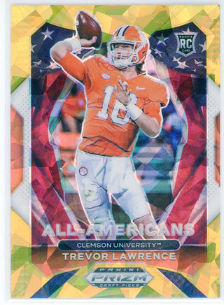 Trevor Lawrence 2021 Panini Prizm Draft Pick Orange Cracked Ice Rookie Card #181