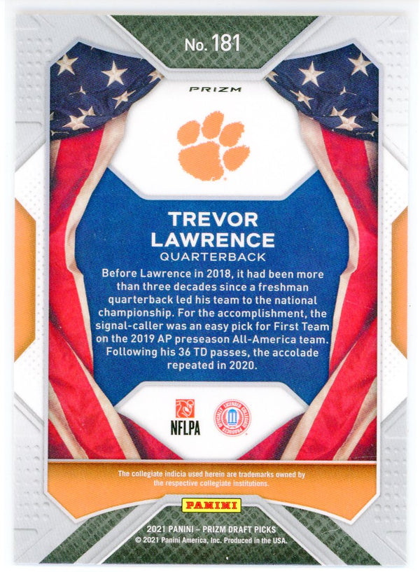 Trevor Lawrence 2021 Panini Prizm Draft Pick Orange Cracked Ice Rookie Card #181