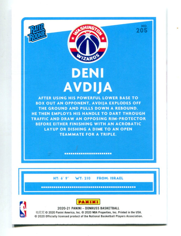 Deni Avdija 2020-21 Panini Donruss Rated Rookie #205 RC