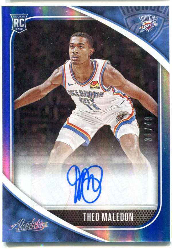 Theo Maledon 2021 Panini Absolute Autographed Rookie Card #31/49