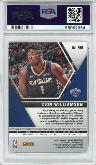 Zion Williamson 2019 Panini Mosiac Rookie Card #209 (PSA)