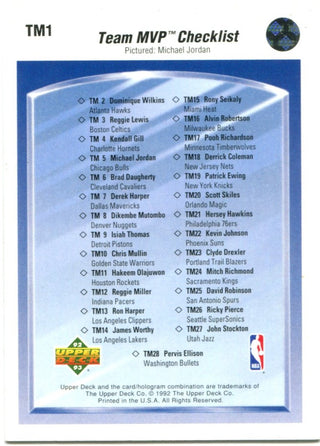 Michael Jordan Upper Deck 1992 Checklist Team MVP