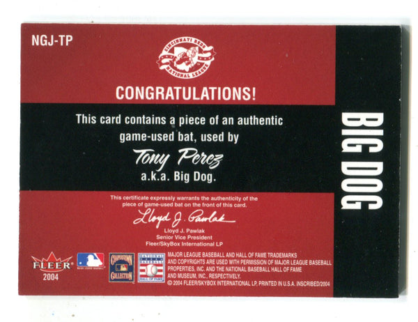 Tony Perez 2004 Fleer Game-Used Big Dog Bat Card #ngjtp