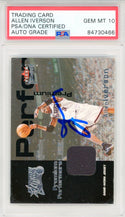 Allen Iverson Autographed 2001-02 Fleer Premium Performers Patch Card (PSA Auto Gem Mt 10)