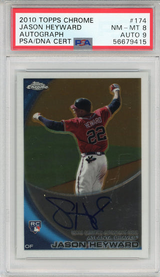 Jason Heyward Autographed 2010 Topps Chrome Rookie Card #174 (PSA 8/9)