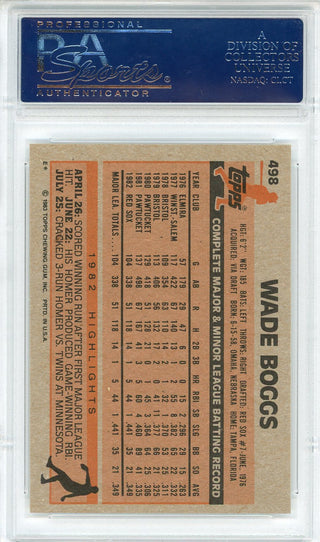 Wade Boggs "HOF 05" Autographed 1983 Topps Rookie Card #498 (PSA)