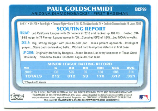 2011 Paul Goldschmidt Bowman Chrome 1st