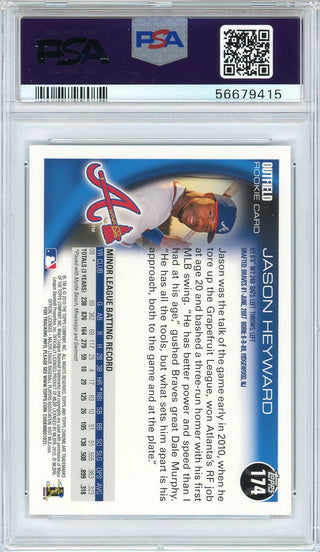 Jason Heyward Autographed 2010 Topps Chrome Rookie Card #174 (PSA 8/9)