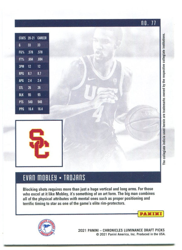 Evan Mobley Panini Chronicles Luminance Rookie