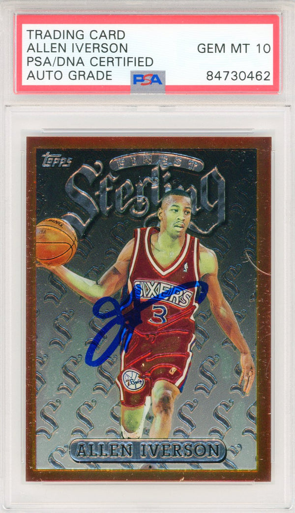 Allen Iverson Autographed 1997 Topps Finest Sterling Card #240 (PSA Auto Gem Mt 10)