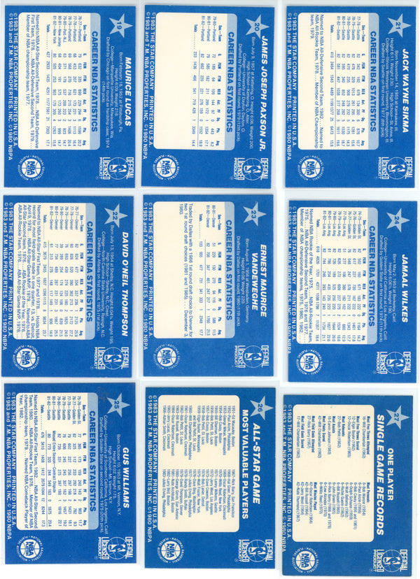 1983 Star Card All-Star Game Set 1-32