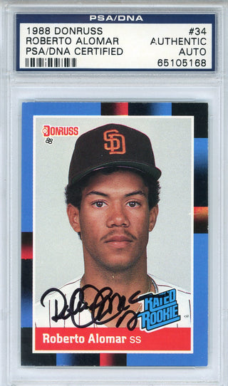 Roberto Alomar Autographed 1988 Donruss Rookie Card #34 (PSA)