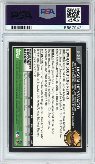 Jason Heyward Autographed 2010 Bowman Chrome Rookie Card #200 (PSA 7/9)