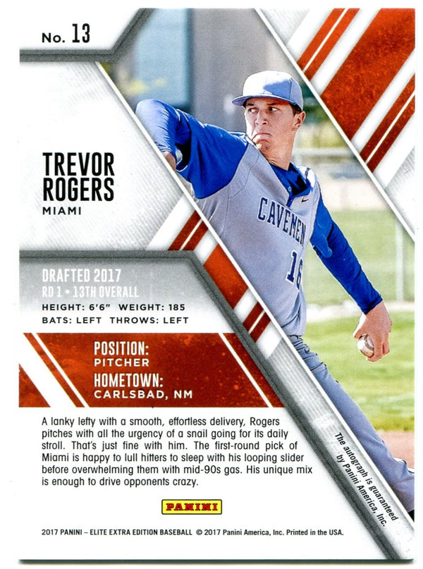 Trevor Rogers Panini Elite Extra Edition Autograph 2017