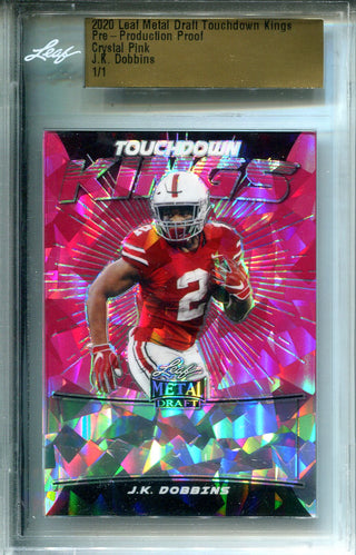 J.K. Dobbins 2020 Leaf Metal Draft Crystal Pink Production Proof 1/1