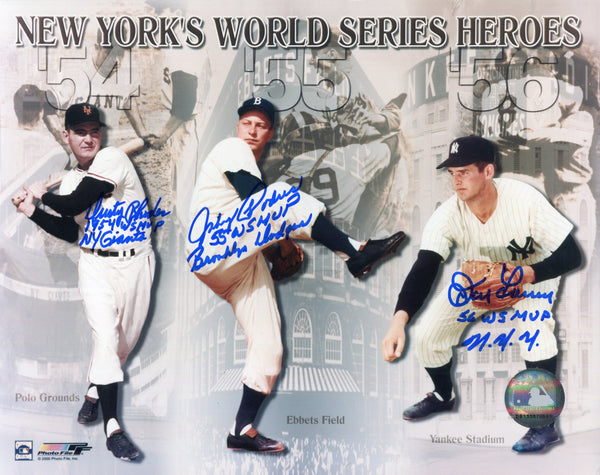 Dusty Rhodes Johnny Podres & Don Larsen Autographed 8x10 Photo