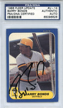 Barry Bonds Autographed 1986 Fleer Update Rookie Card #U-14 (PSA)