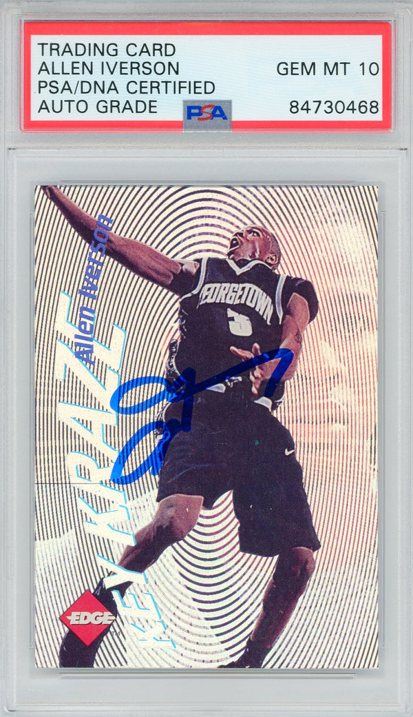 Allen Iverson Autographed 1996 Collector's Edge Key Kraze Factory Set Card #9 (PSA Auto Gem Mt 10)