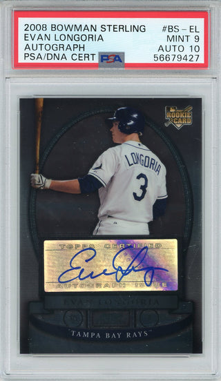 Evan Longoria Autographed 2008 Bowman Sterling Rookie Card #BS-EL (PSA 9/10)