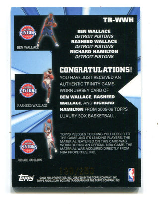 Ben Wallace/Rasheed Wallace/Richard Hamilton 2006 Topps Luxury Box Jersey Card