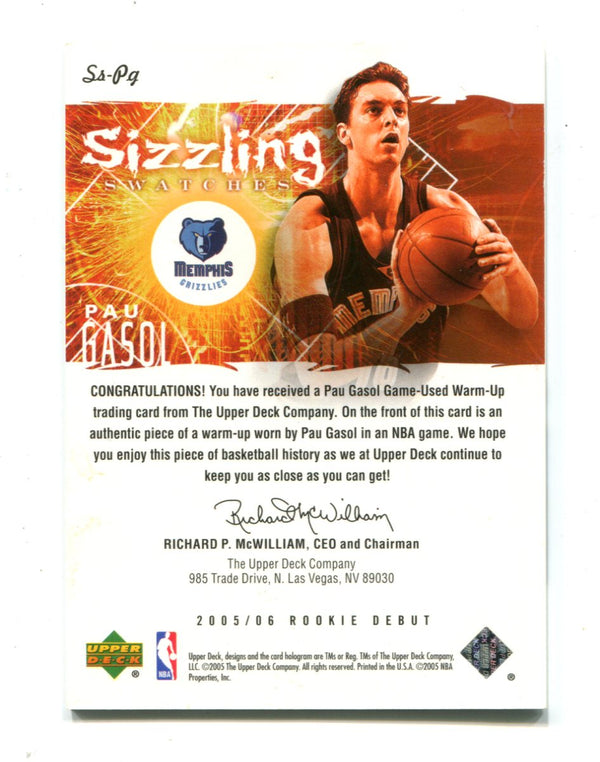 Pau Gasol Upper Deck Sizzling Swatches #SSPG Jersey Card