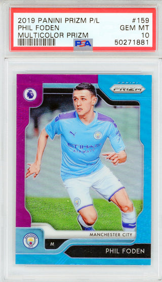 Phil Foden 2019 Panini Prizm Premier League Multicolor Prizm Card #159 (PSA Gem MT 10)