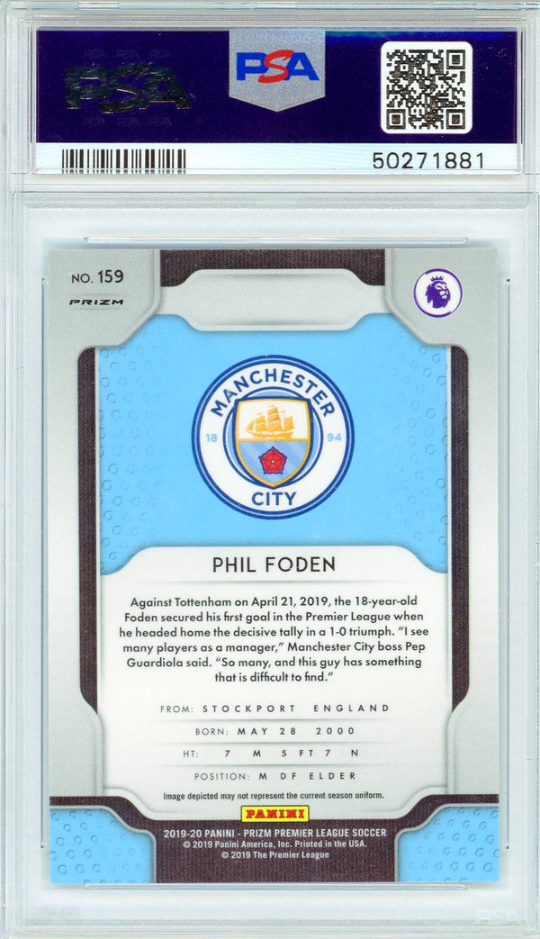 Phil Foden 2019 Panini Prizm Premier League Multicolor Prizm Card #159 (PSA Gem MT 10)