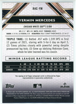 Yermin Mercedes Autographed 2021 Topps Triple Threads Rookie Card #RAC-YM