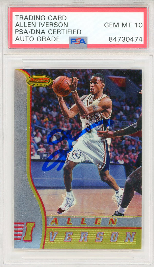 Allen Iverson Autographed 1997 Bowman's Best Card #R1 (PSA Auto Gem Mt 10)