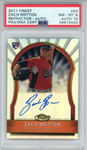 Zach Britton Autographed 2011 Topps Finest Rookie Refractor Card #83 (PSA 8/10)