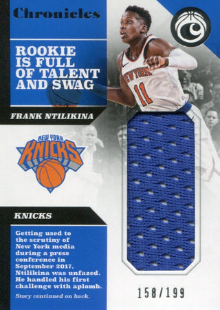 Frank Ntilikina 2017 Chronicles Used Jersey Patch Rookie Card 158/199