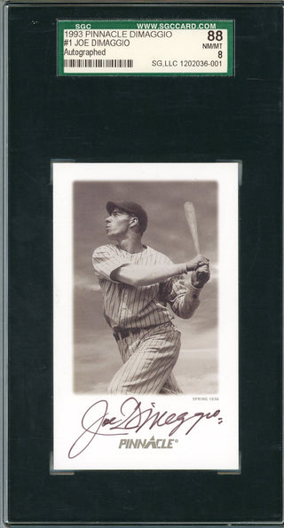 Joe Dimaggio Autographed 1993 Pinnacle Card (SGC NM-MT 8)