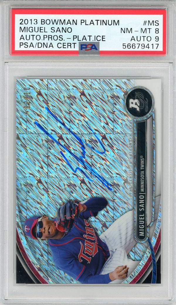 Miguel Sano Autographed 2013 Bowman Platinum Ice Card #MS (PSA 8/9)